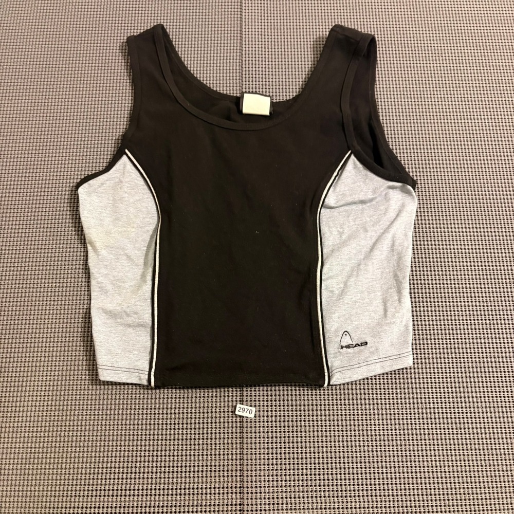 Head Womens Colorblock Crop Tank Top Black Grey Athletic Size Estimated XS/S